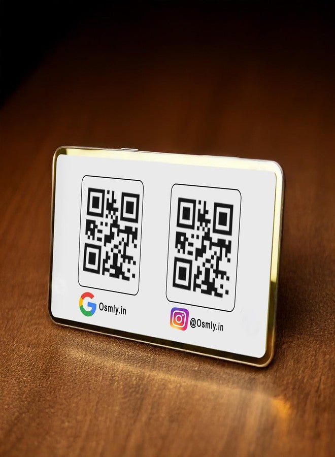 OSMLY Dual QR Acrylic Stand | UV Printed, Customizable QR |Compatible with all Socoal Media & Payment QR Display | 6mm Clear Acrylic | Free Custom Design | Desk Counter Stand (ACRYLIC DUAL CODE) - Image 2