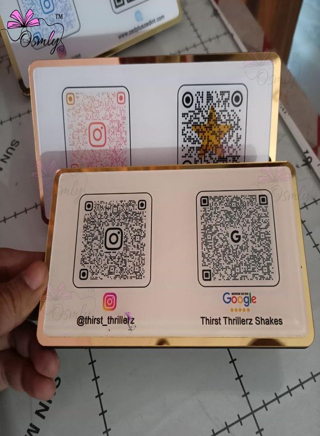 OSMLY Dual QR Acrylic Stand | UV Printed, Customizable QR |Compatible with all Socoal Media & Payment QR Display | 6mm Clear Acrylic | Free Custom Design | Desk Counter Stand (ACRYLIC DUAL CODE) - Image 3
