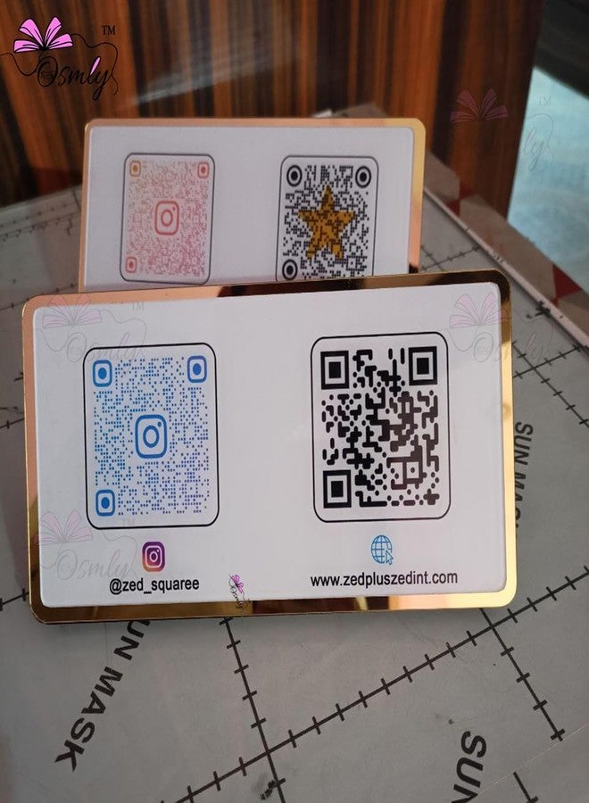 OSMLY Dual QR Acrylic Stand | UV Printed, Customizable QR |Compatible with all Socoal Media & Payment QR Display | 6mm Clear Acrylic | Free Custom Design | Desk Counter Stand (ACRYLIC DUAL CODE) - Image 5