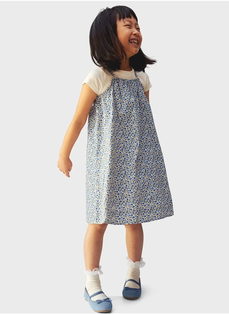 H&M Kids Floral Print Ruched Neck Dress