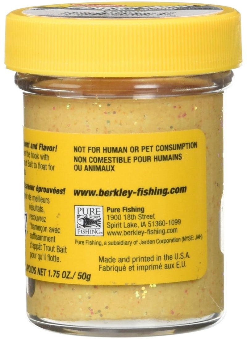 Berkley Berkley PowerBait Glitter Trout Bait, Silver Vein, Fishing Dough Bait, Scent Dispersion Technology, Irresistible Scent and Flavor, Moldable and Easy to Use Yellow  - Image 2