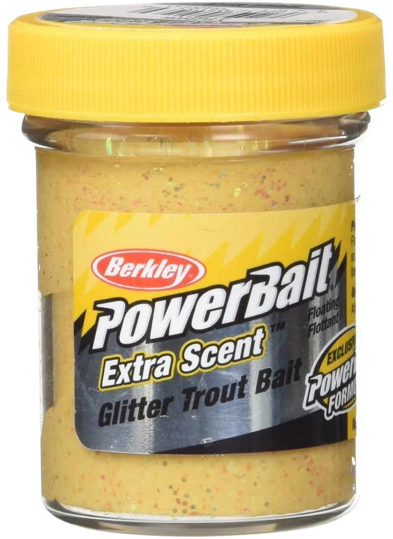 Berkley Berkley PowerBait Glitter Trout Bait, Silver Vein, Fishing Dough Bait, Scent Dispersion Technology, Irresistible Scent and Flavor, Moldable and Easy to Use Yellow  - Image 1