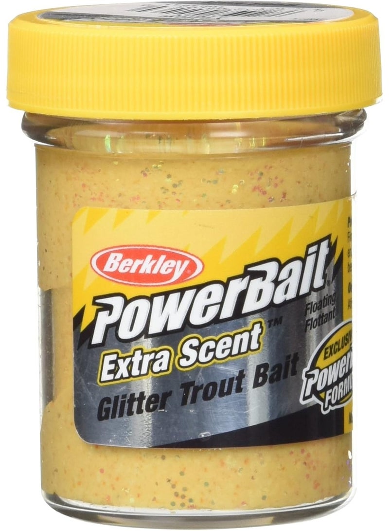 Berkley Berkley PowerBait Glitter Trout Bait, Silver Vein, Fishing Dough Bait, Scent Dispersion Technology, Irresistible Scent and Flavor, Moldable and Easy to Use Yellow - Image 1