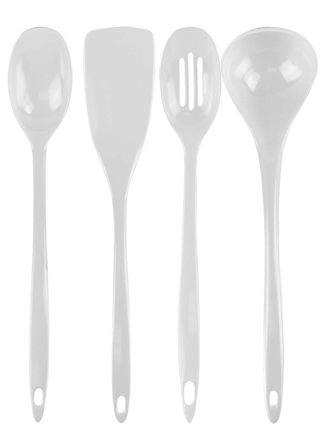 Reston Lloyd 100% Melamine Kitchen Utensil Set, Non Scratching Ladle, Spoon, Slotted Spoon & Spatula, Easy To Hold, Set of 4, White - Image 1