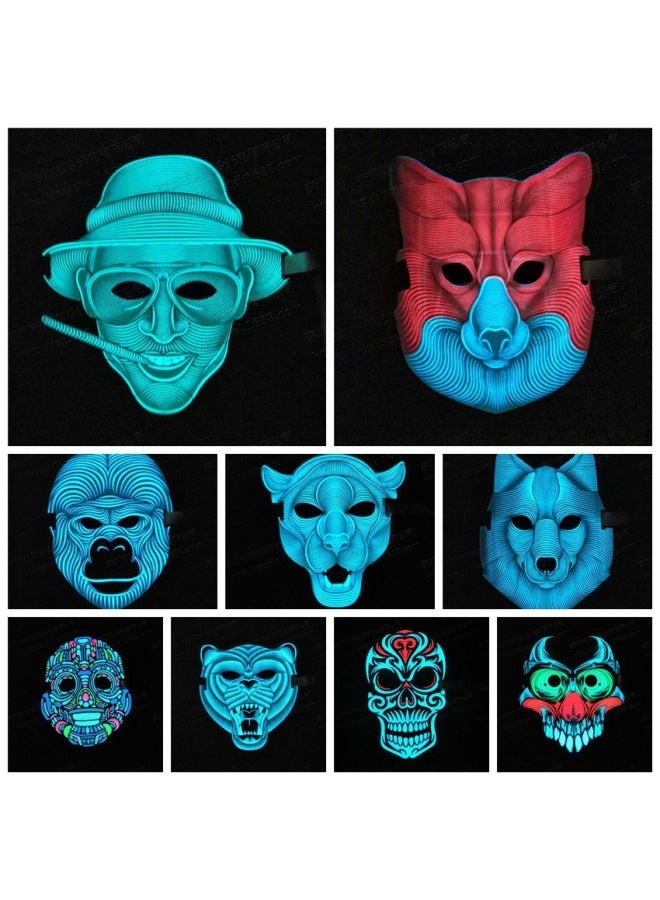 Voice Control Cold Light Full Mask Luminous Mask Bar KTV Luminous Gift Music Control Mask-Color:Voice-activated Skull Mask - Image 2