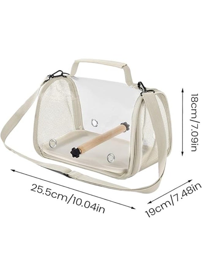 حامل الحيوانات الأليفة المحمولة، حقيبة الطيور الشفافة مع حزام الكتف، الحيوانات الأليفة الصغيرة المتوسطة قفص التنفس للفينش الكناري كوكتيل ماكاو سمستر سنجاب (NB108 - البيج) - Image 4