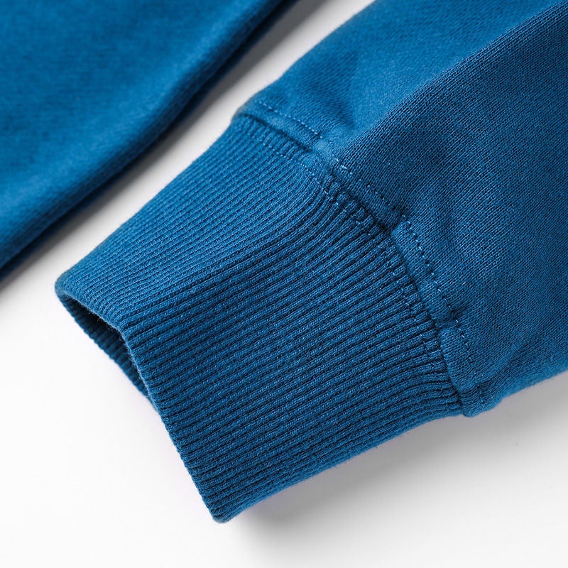 Gemstone Blue 340G Heavy Cotton Terry Cloth Vests Early Spring Round Neck Solid Color Sports Casual Jacket Men'S And Women'S Long Sleeves - Image 5