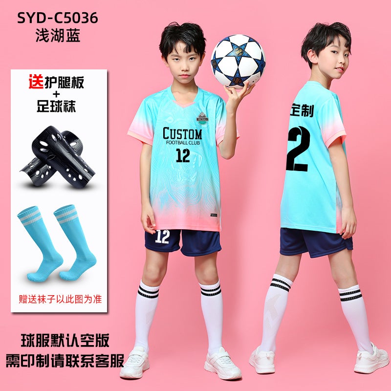 Children'S Football Clothes Suit Boys And Girls Printed Youth Sports Training Clothes Warm Competition Team Clothes - Image 1