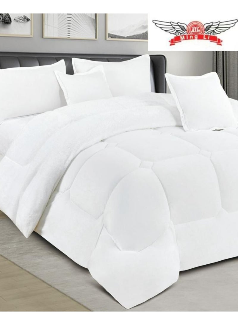 MingLi Single Winter Comforter, two-sided system, velvet side and fur side - 4-piece Comforter set (1 Comforter + 1 elastic mattress protector + 2 decorative pillowcases). Comforter size: 230x170 cm and mattress protector size: 200x120+40 cm - Image 2