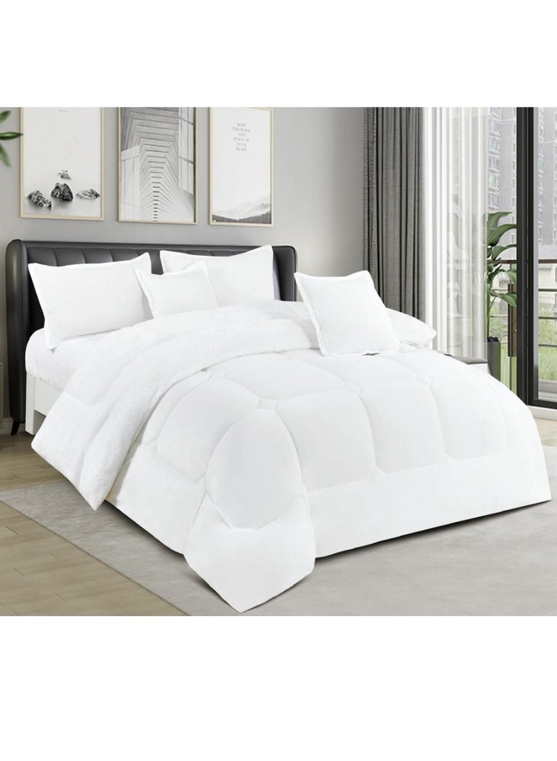 MingLi Single Winter Comforter, two-sided system, velvet side and fur side - 4-piece Comforter set (1 Comforter + 1 elastic mattress protector + 2 decorative pillowcases). Comforter size: 230x170 cm and mattress protector size: 200x120+40 cm - Image 1