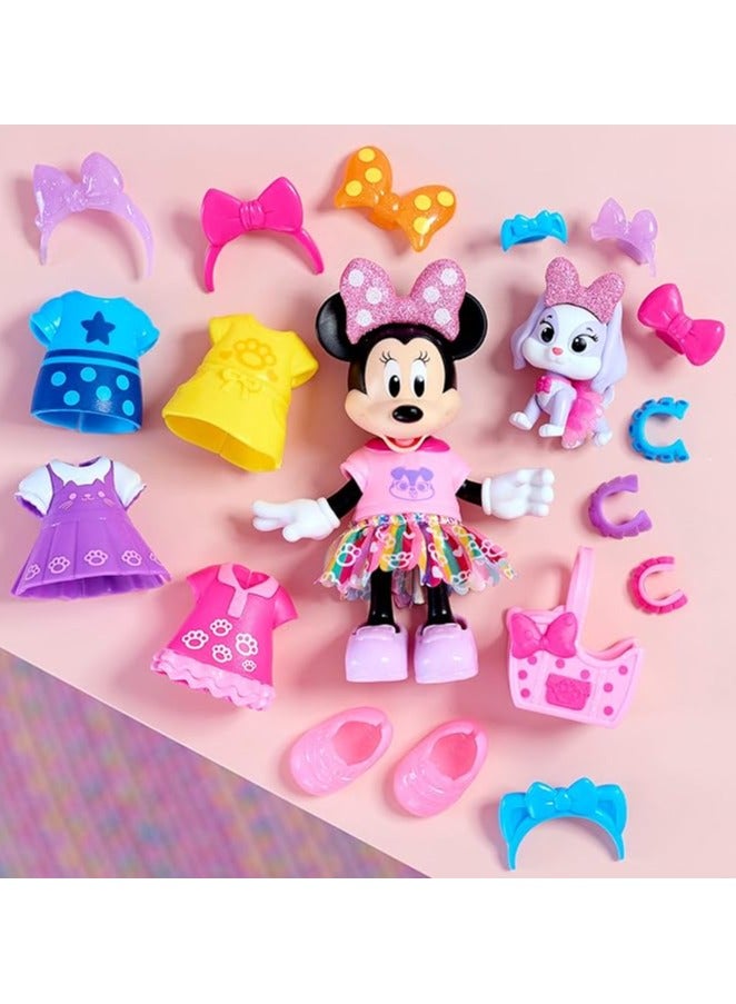 جست بلاس طقم أزياء الحيوانات الأليفة المتلألئة واللامعة من ميني ماوس - 23 قطعة دمى وإكسسوارات، للأعمار من 3 سنوات فما فوق - Image 3