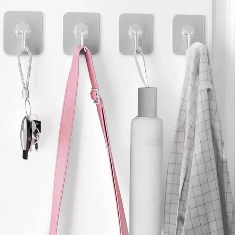 DDMY Adhesive Wall Hooks for Hanging Heavy Duty 50 lbs Large Hooks for Walls No Damage, Towel Sticky Clear Hook, Waterproof, Home, Bathroom, Kitchen, Office, and Outdoor 10 Pack - Image 5