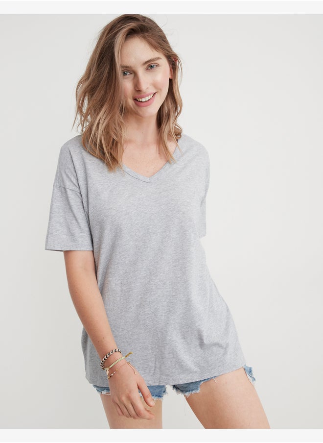 Aerie - Aerie Distressed Basic V Neck Boyfriend T-Shirt - Image 1