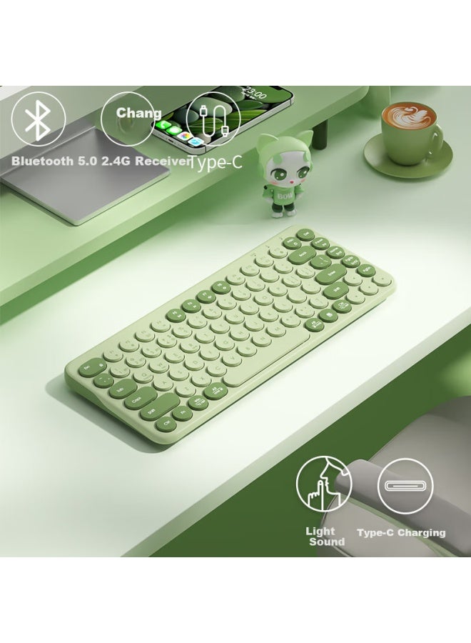 B.O.W Hangshi K397Dl Wireless Bluetooth Dual-Mode Rechargeable Keyboard Silent Thin Ipad Tablet Mobile Office Notebook Desktop Universal Keyboard Fresh Green - Image 1