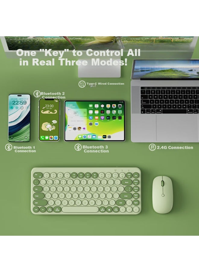 B.O.W Hangshi K397Dl Wireless Bluetooth Dual-Mode Rechargeable Keyboard Silent Thin Ipad Tablet Mobile Office Notebook Desktop Universal Keyboard Fresh Green - Image 4