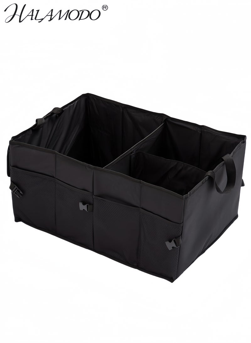 HALAMODO Car Trunk Backseat Organizer Car Storage Organizer Collapsible Snack Bins  Sturdy Foldable Cargo Net Storage Bins for More Trunk Space  - Image 1
