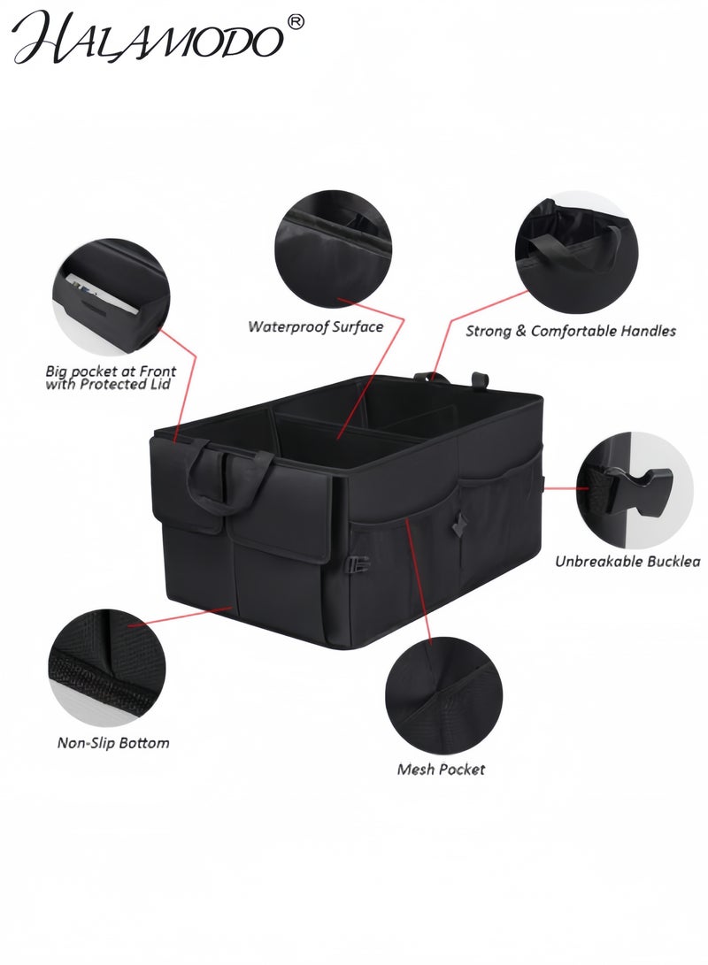 HALAMODO Car Trunk Backseat Organizer Car Storage Organizer Collapsible Snack Bins  Sturdy Foldable Cargo Net Storage Bins for More Trunk Space  - Image 3