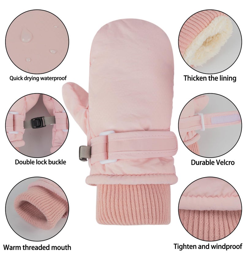 CaySep Kids Winter Ski Gloves-Boys Girls Windproof Water-Resistant Thickened Velvet Warm Mittens for Cold Weather 2-4Y - Image 2