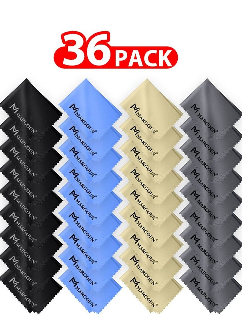 MARGOUN 36 Pack Of Microfiber Cleaning Cloth Premium Cloth for Glasses Lens Screens & More Multicolour 17.80cm X 15.30cm - Image 1
