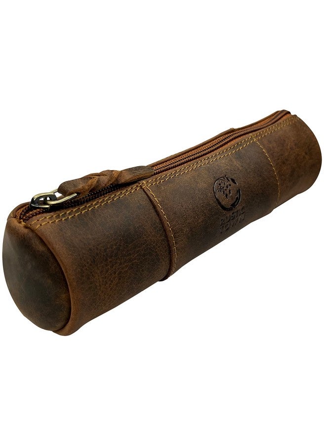 Rustic Town RUSTIC TOWN Leather Pencil Case Holder - Pen Pencil Pouch for Office & School - Zipper Stationary Utility Bag Pencil Kit for Girls, Boys & Kids (Brown)  - Image 1