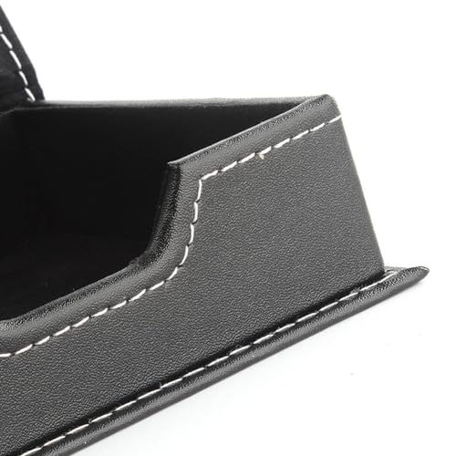 Luzen 1PC Square PU Leather Self-Stick Note Pad Holder Dispenser Desktop Sticky Notes Box Memo Paper Notepad Holder Business Card Desk Organizer for Home Office School Supplies, Black - Image 4
