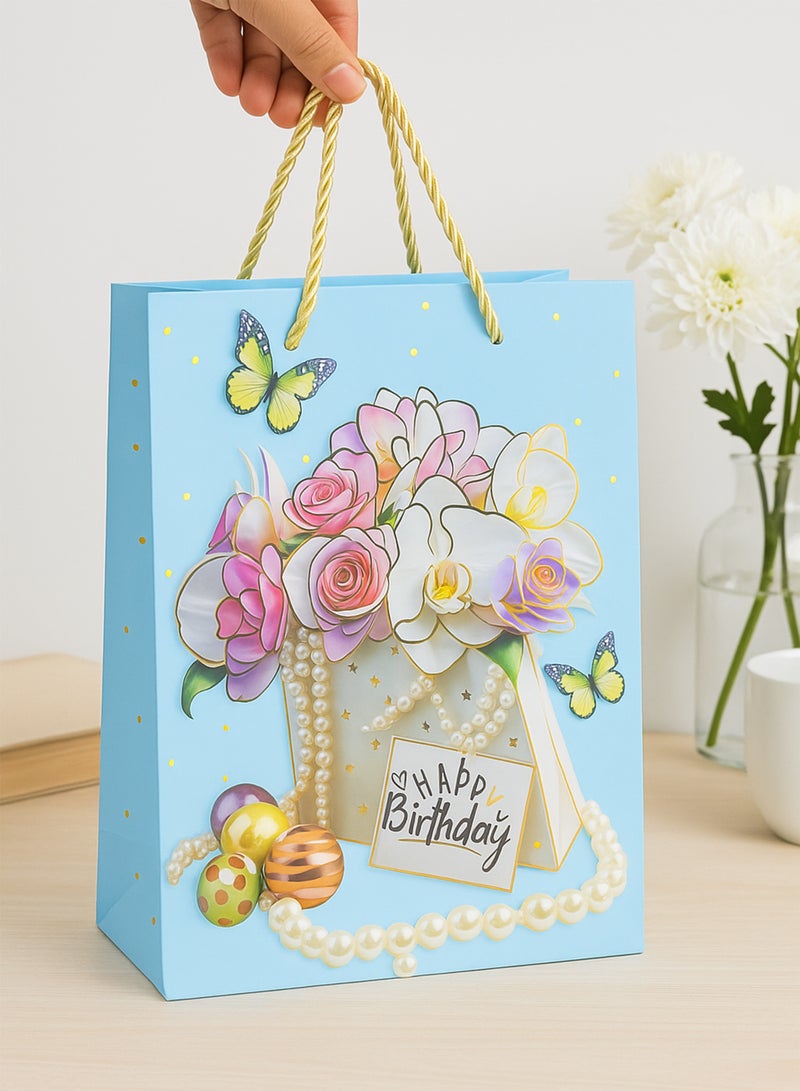 Toshionics Happy Birthday Gift Bags with Handles 12 Pcs – Small Party Favor Bags Bulk for Kids & Adults – Glossy Durable Cardboard Gift Bags for Birthdays, Baby Shower, Anniversary, Party Supplies – 18x10x23cm (Model 3337S) - Image 2