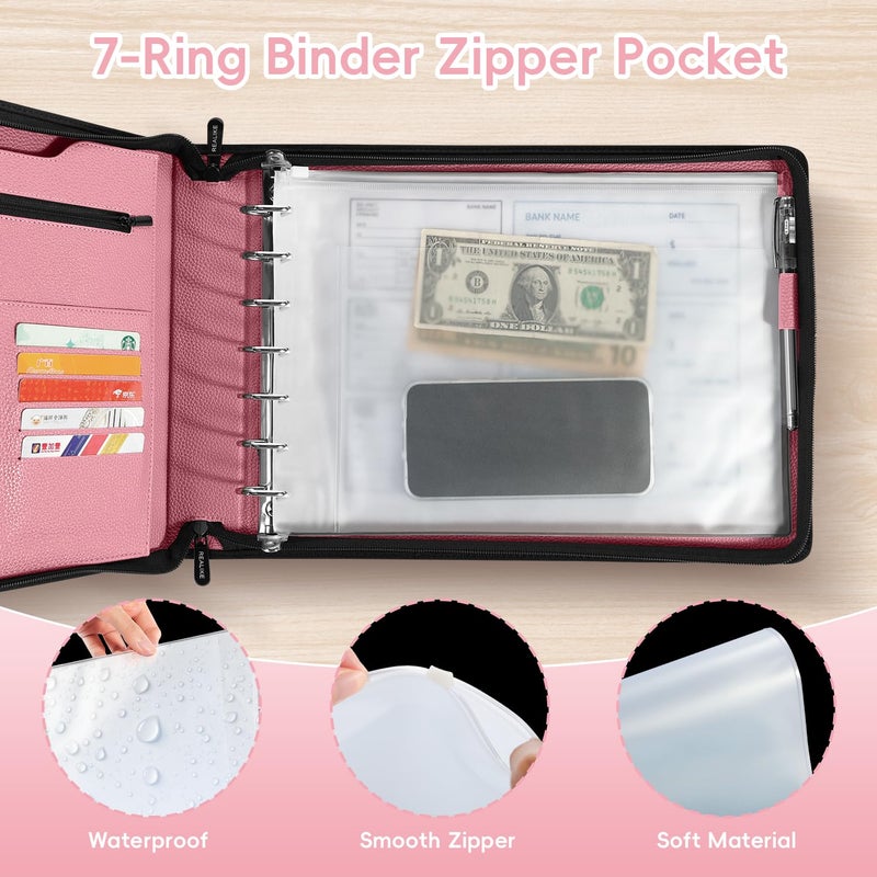 REALIKE Zippered Business Checkbook Binder for Business Checks, 7 Ring Check Binder for 9x13 Sheets,600 Checks Capacity, PU Leather Portfolio with Zipper Pouch & Storage Organizer - Image 4