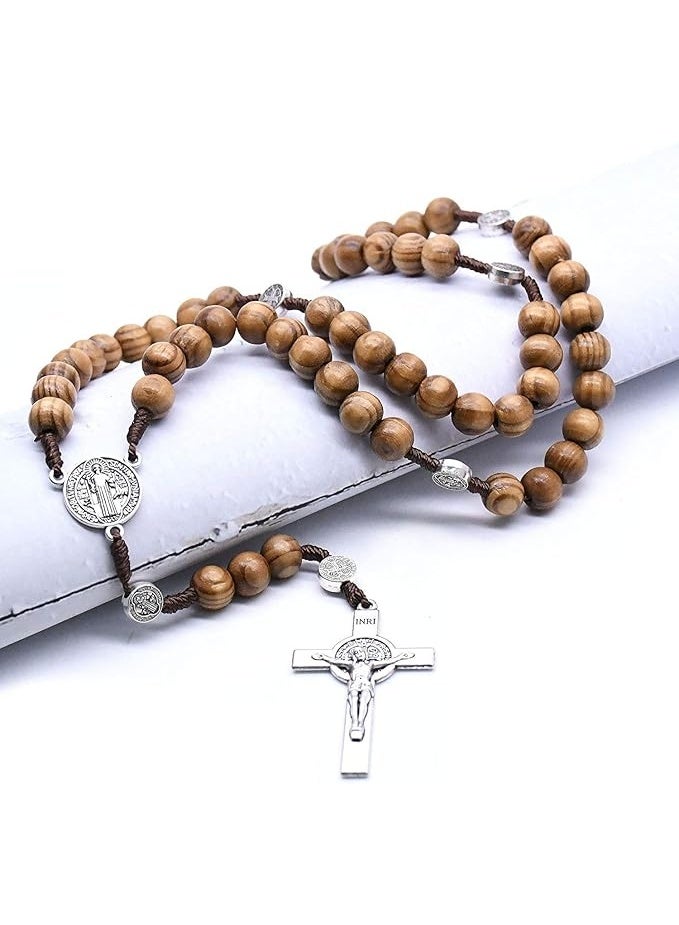 الكاثوليكية ، الخشبية الصليب قلادة الخرز الخشب الكاثوليكية هدية الصلاة الدينية الخرز لChruch (البني) - Image 4