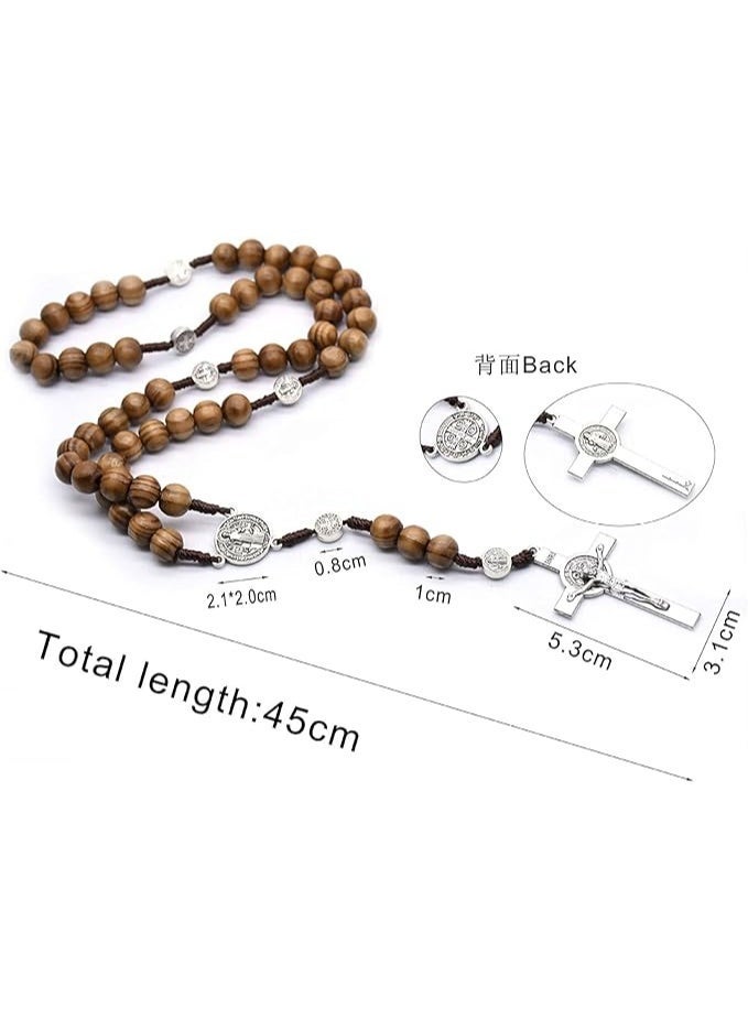 الكاثوليكية ، الخشبية الصليب قلادة الخرز الخشب الكاثوليكية هدية الصلاة الدينية الخرز لChruch (البني) - Image 2