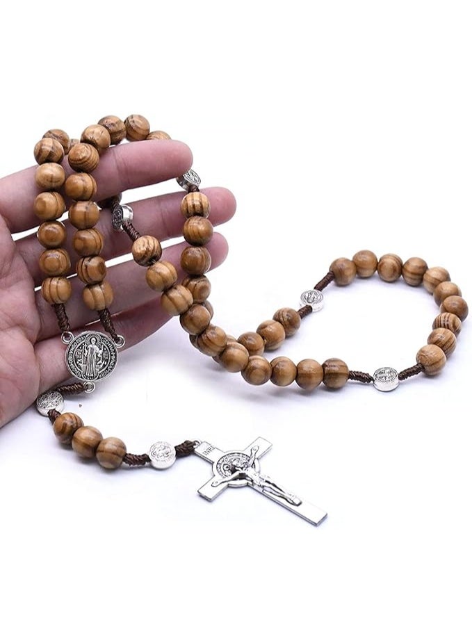 الكاثوليكية ، الخشبية الصليب قلادة الخرز الخشب الكاثوليكية هدية الصلاة الدينية الخرز لChruch (البني) - Image 5