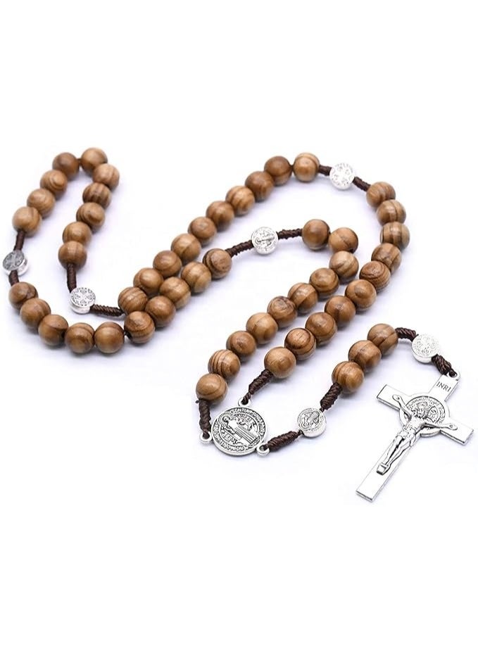 الكاثوليكية ، الخشبية الصليب قلادة الخرز الخشب الكاثوليكية هدية الصلاة الدينية الخرز لChruch (البني) - Image 3