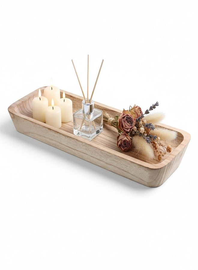 Xosjska Wooden Dough Bowls Decorative, Large Long Wooden Centerpiece Table Decorations, Narrow Wood Tray, for Table Centerpiece Decor, Home Decor - Image 1