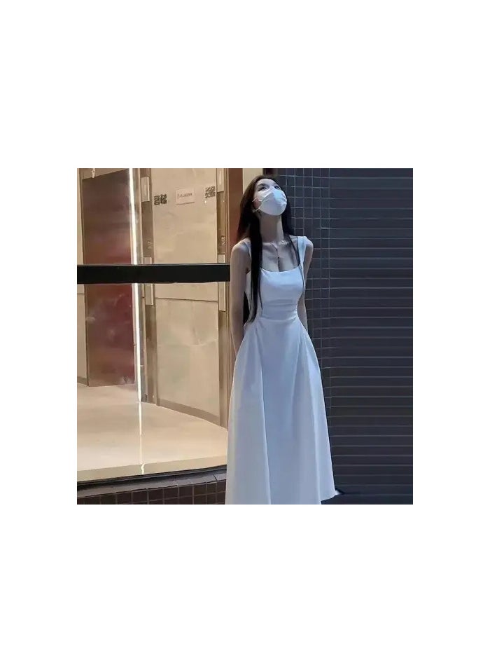 Generic - White Strapless A- Line Dress Womens Summer New French Tea Break Waist-Cinching Miniature First Love Long Skirt Dress White - Image 1