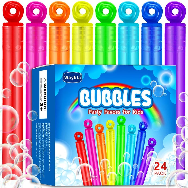 Waybla 24 Pack Bubble Party Favors for Kids Goodie Gift Bag Stuffer Fillers for Kids 8 Colors Mini Bubble Wands Birthday Summer Beach Pool Toys for Boys Girls Classroom Prizes Treats for Toddlers - Image 4