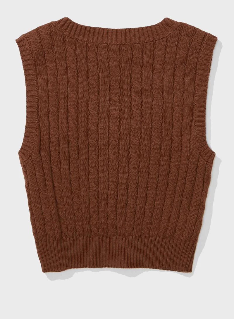 American Eagle Knitted V-Neck Vest