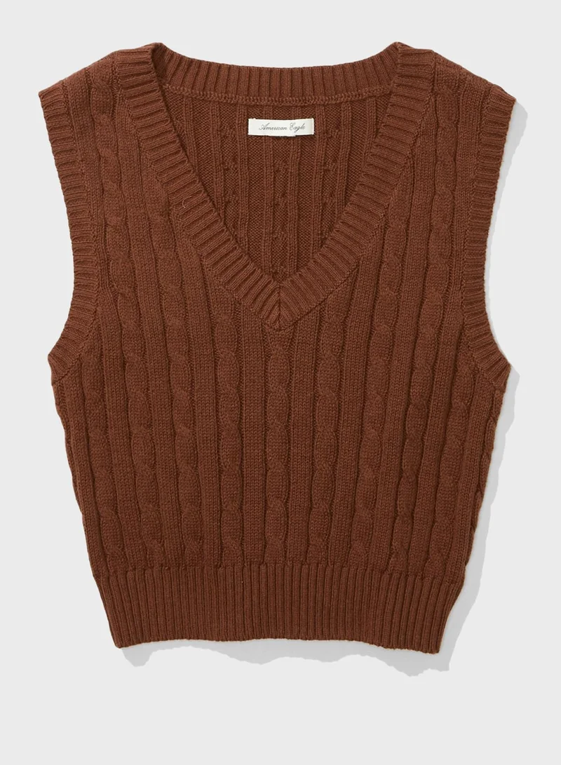 American Eagle Knitted V-Neck Vest