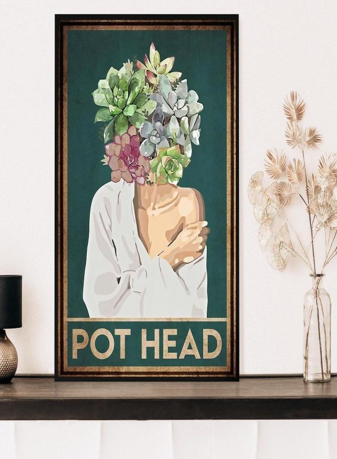 (Assembly frame) Vintage Ad Poster Print - Garden Flower Pot Head Poster - Succulents - Home Decor - Gift Idea - Wall Art Poster Print - Sizes A2/A3/A4