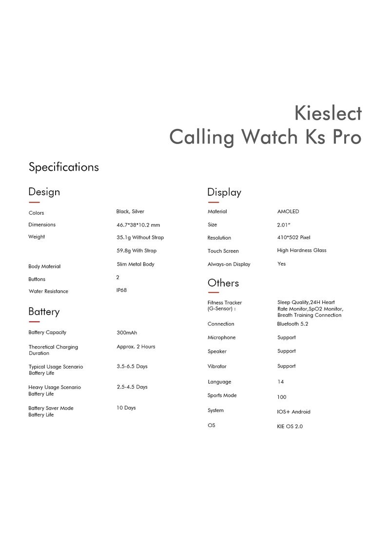 KIESLECT - Kieslect Calling Watch KS Pro Black - Image 1