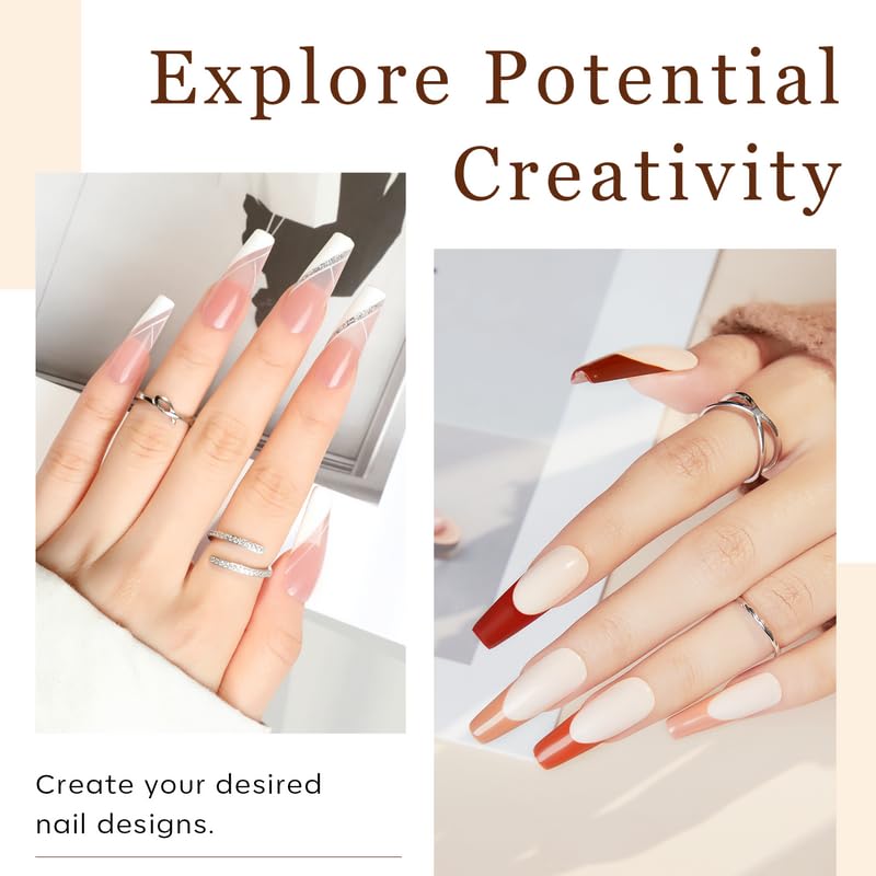 Modelones Long Coffin Nail Tips - 510Pcs Pre-shaped Half Matte Full Cover Fake Nails Gel Tips Acrylic Press on Manicure Extension DIY 15 Sizes - Image 4