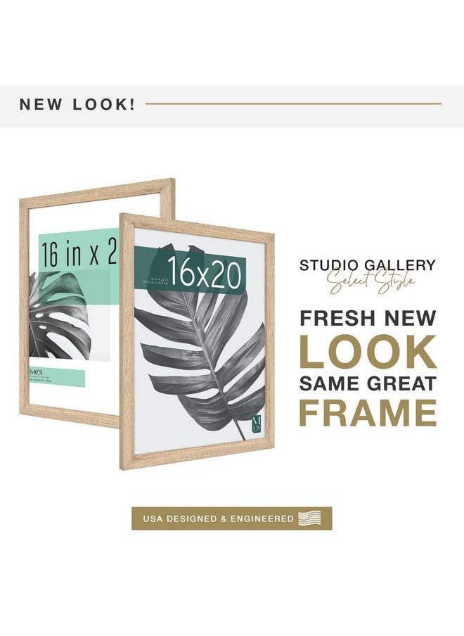 MCS MCS Studio Gallery 16x20 Poster Frame Natural Woodgrain, Vertical & Horizontal Wall Hanging Large Picture Frame for Photos, Posters & Art Prints (1-Pack)  - Image 1