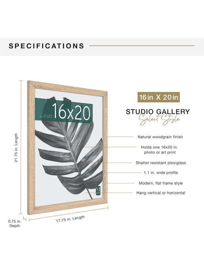 MCS MCS Studio Gallery 16x20 Poster Frame Natural Woodgrain, Vertical & Horizontal Wall Hanging Large Picture Frame for Photos, Posters & Art Prints (1-Pack)  - Image 3