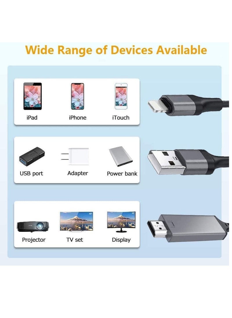 Ntech - NTECH Lightning to HDMI Cable Adapter Compatible With iPhone iPad MFi Certified Lightning Digital AV Adapter 1080p HDTV Connector Cable Compatible For iPhone 13/12/11/XS/X/8/7 to TV Projector - Image 1