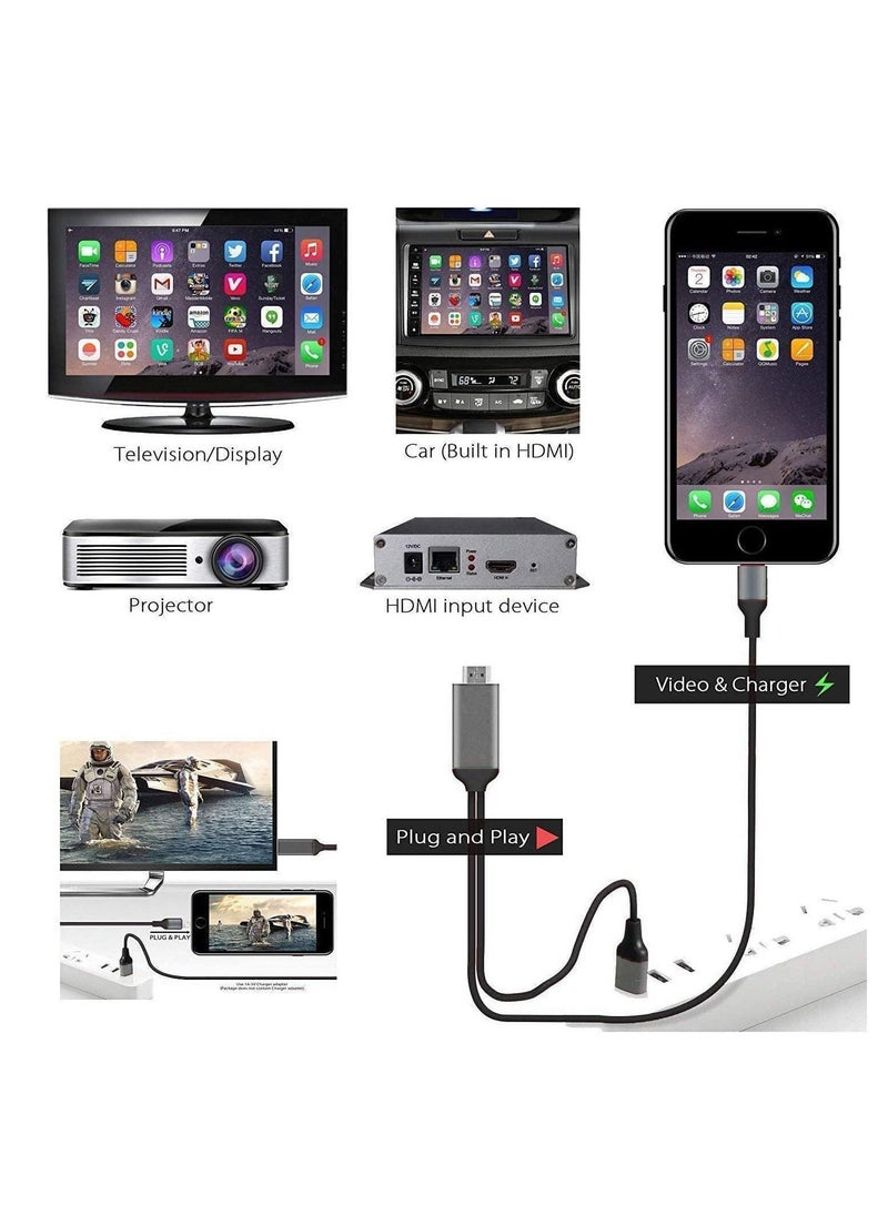 Ntech - NTECH Lightning to HDMI Cable Adapter Compatible With iPhone iPad MFi Certified Lightning Digital AV Adapter 1080p HDTV Connector Cable Compatible For iPhone 13/12/11/XS/X/8/7 to TV Projector - Image 1