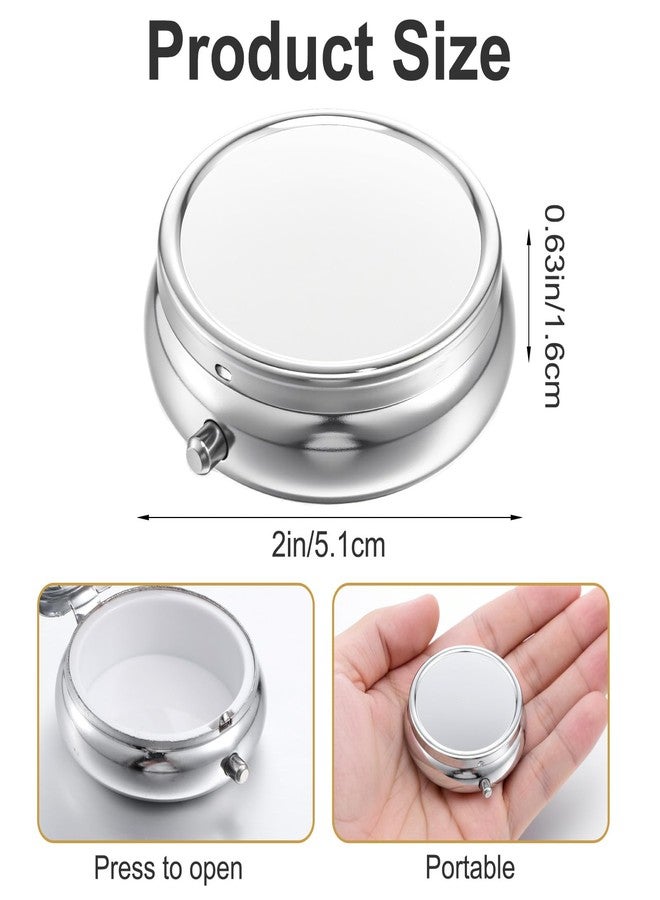 Wanmu 2Pcs Metal Pill Box Cute mini pocket pill box Small Pill Case Portable Travel Medicine Organizer for Purse Waterproof Pills Container Holder for Vitamins Medication Fish Oil Supplements (Silver - Image 2