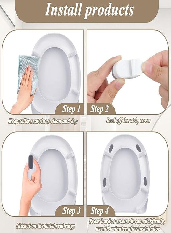 LiZEROGDAX 4Pcs Grey Universal Toilet Seat Bumpers, Soft Close, ABS Plastic, Classic Style for bathroom - Image 3