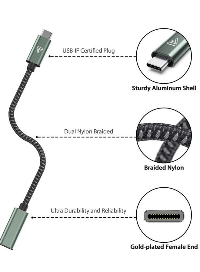 Faracent كابل تمديد USB نوع C (3.3 قدم/1 متر/10 جيجابت في الثانية)، USB 3.2 نوع C 3.1 ذكر إلى أنثى لتمديد الشحن والمزامنة لجهاز PSVR2 MacBook Air M2 Pro iPad Mini/Pro Dell XPS Surface Book باللون الأخضر الداكن - Image 2