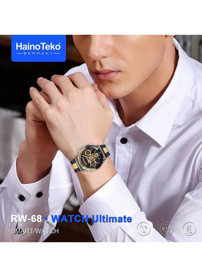 Haino Teko Haino Teko RW-68 WATCH Ultimate Smart Watch with AMOLED Display Bluetooth Calling GPS Map Display and 3 Pair Straps Black  - Image 3