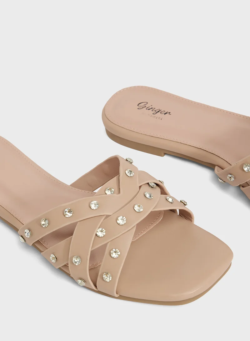 Ginger Studded Flat Sandal