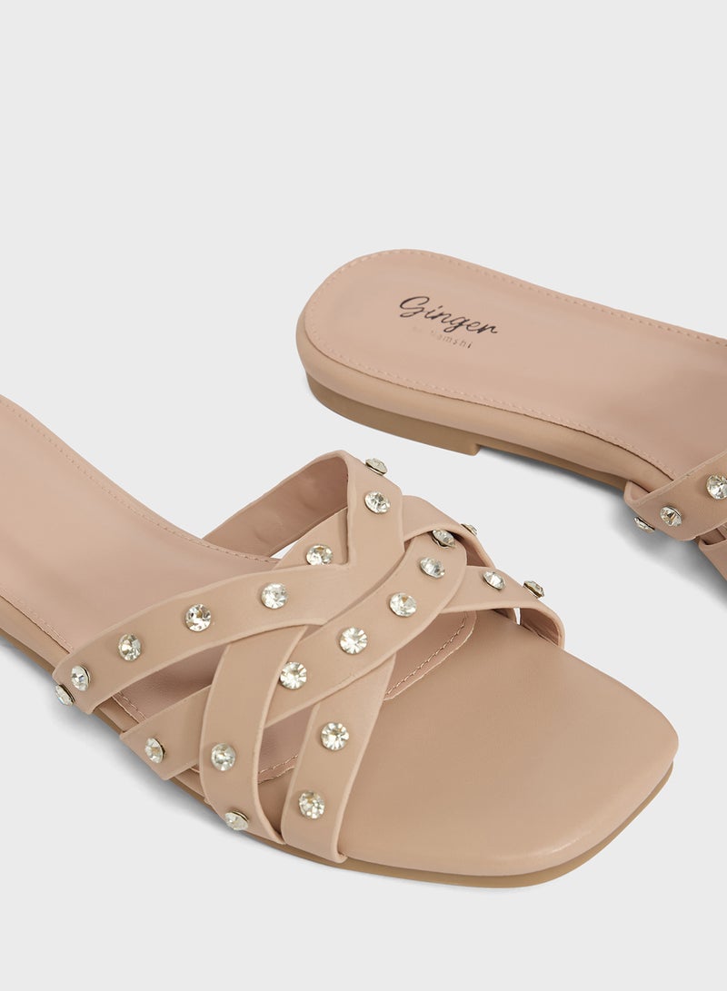 Ginger Studded Flat Sandal - Image 4
