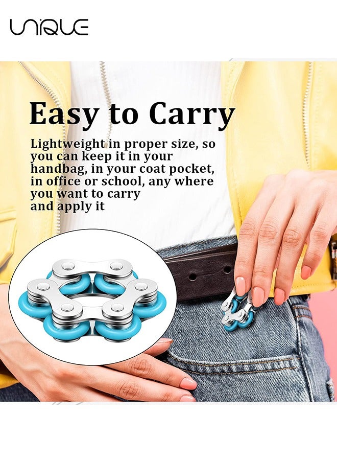 Unique 2 Pieces Fidget Toys Flippy Roller Chain, Six Roller Chain Fidget Toys Bike Chain Toys Novelty Stress Relief for Adults Teens Anxiety Autism, ADHD (Black, Sky Blue) - Image 5